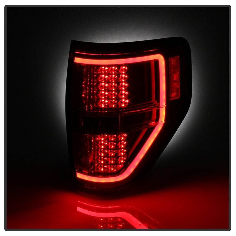 xTune 09-14 Ford F-150 Light Bar LED Tail Lights - Red Clear (ALT-JH-FF15009-LBLED-RC)