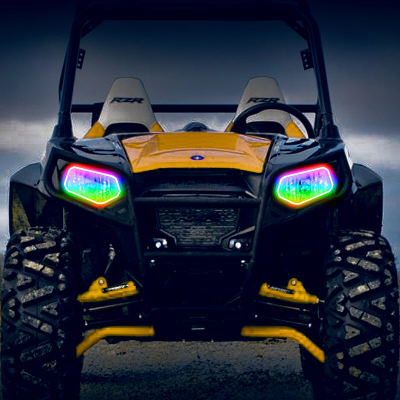 Oracle 08-19 Polaris RZR 570/800/900 Dynamic RGB+W Headlight Halo Kit - ColorSHIFT - Dynamic