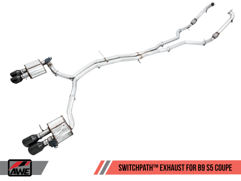 AWE Tuning Audi B9 S5 Coupe SwitchPath Exhaust w/ Diamond Black Tips (90mm)