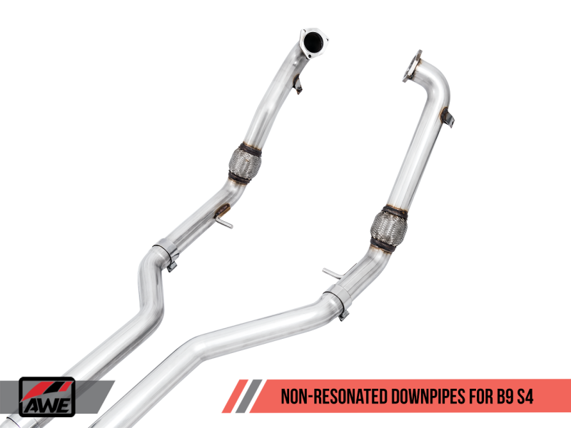 AWE Tuning Audi B9 S4 SwitchPath Exhaust - Non-Resonated (Silver 102mm Tips)