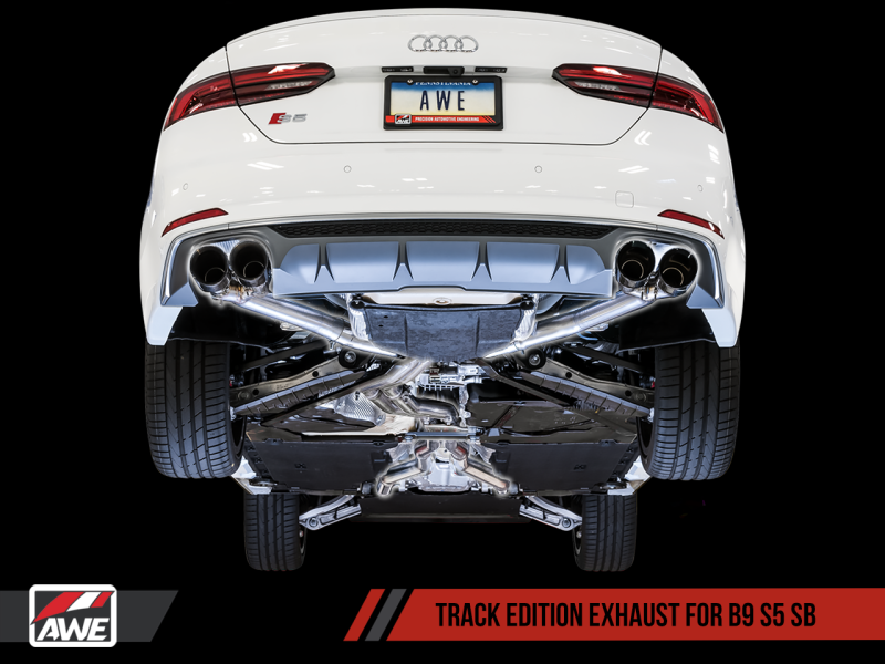 AWE Tuning Audi B9 S5 Sportback Track Edition Exhaust - Non-Resonated (Silver 90mm Tips)