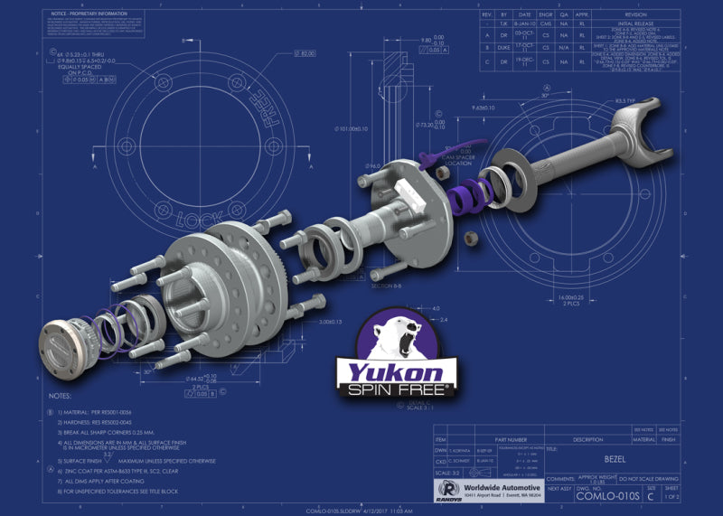 Yukon Gear Spin Free Locking Hub Conversion Kit For Dana 30 & Dana 44 TJ / XJ / YJ / 30 Spline