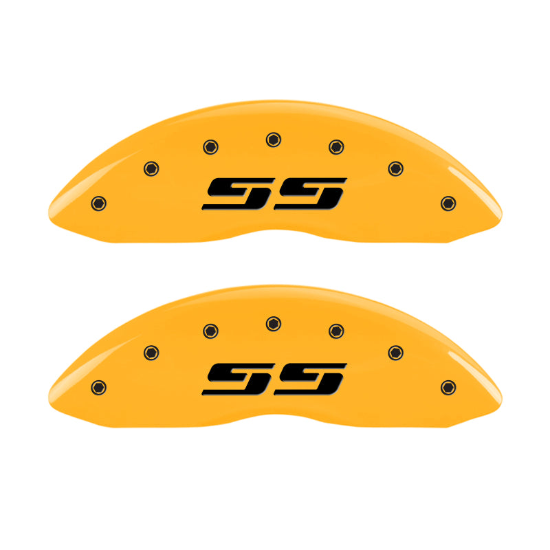 MGP 4 Caliper Covers Engraved Front & Rear MGP Yellow Finish Black Char 2011 Audi A6 Quattro